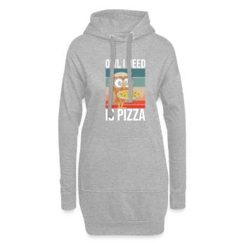 Hobby Chef Wildlife Eulen Ironischer Pizzabäcker - Hoodie-Kleid - Grau meliert - Vorne