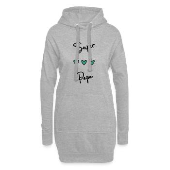 FÊTE DES PÈRES.BONNE FÊTE PAPA. PAPA. BONNE FÊTE - Sweat-shirt à capuche long Femme - gris chiné - Devant