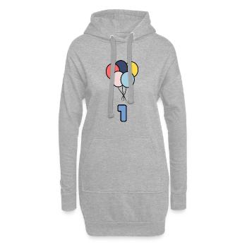1. 1 AN. 1er ANNIVERSAIRE. ANNIVERSAIRE 1 AN - Sweat-shirt à capuche long Femme - gris chiné - Devant