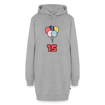 15. 15 JAHRE. 15-jähriges JUBILÄUM. GEBURTSTAG 15 JAHRE. - Hoodie-Kleid - Grau meliert - Vorne