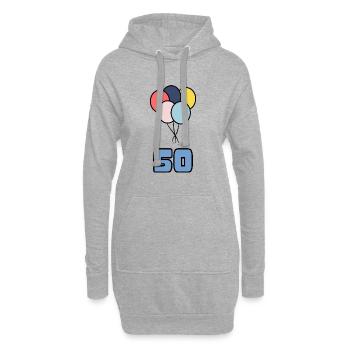50. 50 ANS. 50e ANNIVERSAIRE. ANNIVERSAIRE 50 ANS. - Sweat-shirt à capuche long Femme - gris chiné - Devant