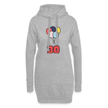 30. 30 JAHRE. 30-JÄHRIGES JUBILÄUM. GEBURTSTAG 30 JAHRE. - Hoodie-Kleid - Grau meliert - Vorne