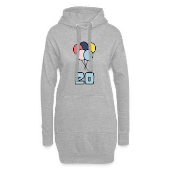 20. 20 ANS. 20e ANNIVERSAIRE. ANNIVERSAIRE 20 ANS. - Sweat-shirt à capuche long Femme - gris chiné - Devant