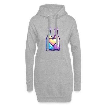 Flasche Paar Party Sekt Liebe Herz Valentinstag - Hoodie-Kleid - Grau meliert - Vorne