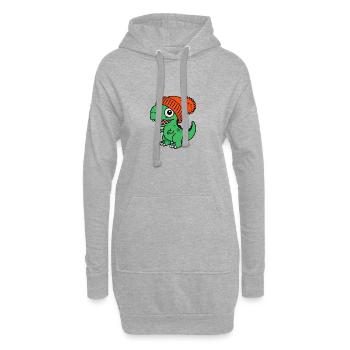 Bonnet T-Rex Baby Dino dinosaure vert - Sweat-shirt à capuche long Femme - gris chiné - Devant