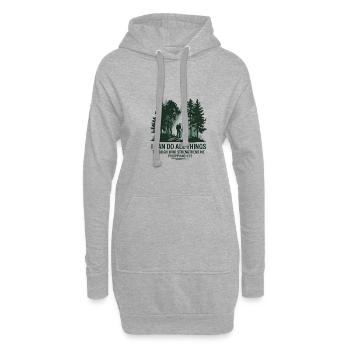 Je peux tout faire par le Christ qui me fortifie - Sweat-shirt à capuche long Femme - gris chiné - Devant