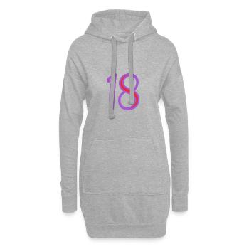 18. 18 ANS. 18e ANNIVERSAIRE. ANNIVERSAIRE 18 ANS. - Sweat-shirt à capuche long Femme - gris chiné - Devant