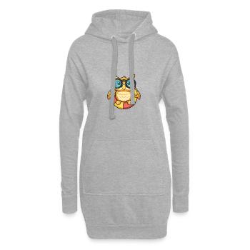 Eule Comic Cool - Hoodie-Kleid - Grau meliert - Vorne