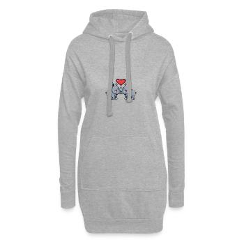 Rhino Couple Saint-Valentin - Sweat-shirt à capuche long Femme - gris chiné - Devant