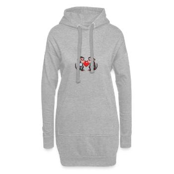 Coeur de Singe Saint-Valentin - Sweat-shirt à capuche long Femme - gris chiné - Devant