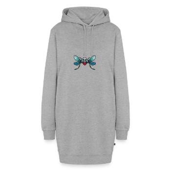 Libelle Paar Valentinstag - Hoodie-Kleid - Grau meliert - Vorne