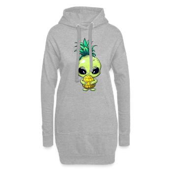 Ananas-Haar Alien: Grün & Lustig - Hoodie-Kleid - Grau meliert - Vorne