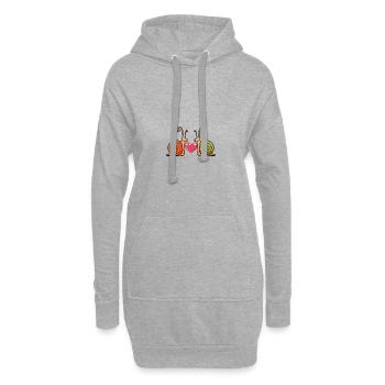 Escargot Couple Saint-Valentin - Sweat-shirt à capuche long Femme - gris chiné - Devant