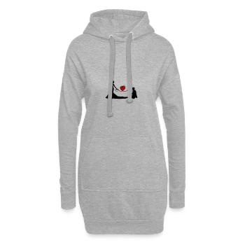 Hochzeit Brautpaar Leine Herz - Hoodie-Kleid - Grau meliert - Vorne