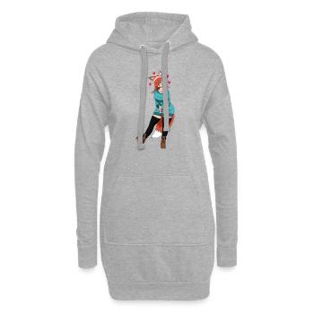 Marcel avec trop de coeurs !! - Sweat-shirt à capuche long Femme - gris chiné - Devant