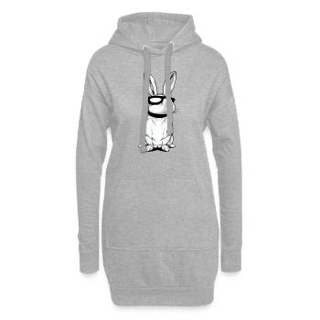 Rabbit Pet Pet Cool Lunettes de soleil Design - Sweat-shirt à capuche long Femme - gris chiné - Devant