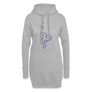 Coeur avec des fleurs, amour, rose bleu - Sweat-shirt à capuche long Femme - gris chiné - Devant