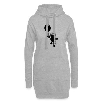 Katze mit Ballon - Hoodie-Kleid - Grau meliert - Vorne