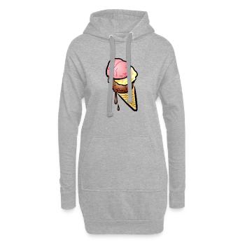 Eistüte mit drei Kugeln Eis - Hoodie-Kleid - Grau meliert - Vorne