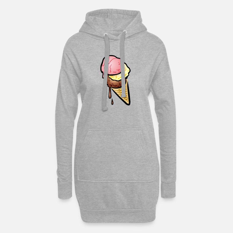 Eistüte mit drei Kugeln Eis - Hoodie-Kleid - Grau meliert