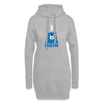 Blauer Bär mit Möwe Kopf Moin Hamburger Dialekt  - Hoodie-Kleid - Grau meliert - Vorne