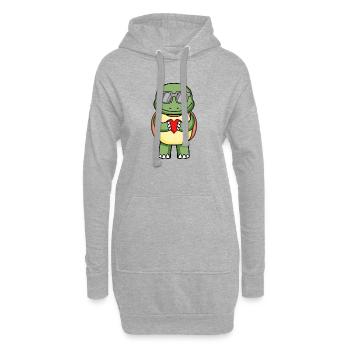 Tortue avec lunettes de soleil et cœur - Sweat-shirt à capuche long Femme - gris chiné - Devant