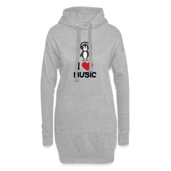 Déclaration cool Coeur Oiseau de mer Pingouin Animal Oiseau - Sweat-shirt à capuche long Femme - gris chiné - Devant