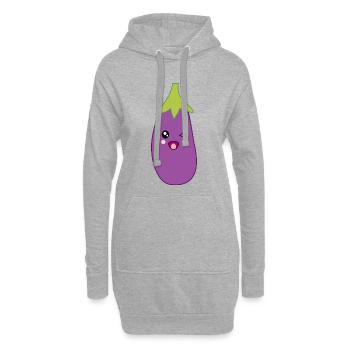 Aubergine Légumes végétaliens - Sweat-shirt à capuche long Femme - gris chiné - Devant