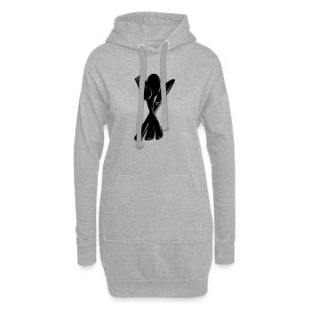 Fourchette et cuillère à couteaux - Sweat-shirt à capuche long Femme - gris chiné - Devant