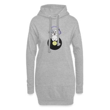 Chaton nostalgique qui aime les disques vinyles - Sweat-shirt à capuche long Femme - gris chiné - Devant