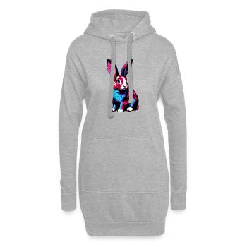 Kaninchen - Hoodie-Kleid - Grau meliert - Vorne