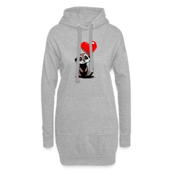 Erdmännchen Herz Luftballon - Heartful Creatures - Hoodie-Kleid - Grau meliert - Vorne