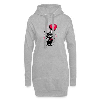 Katze Sphynx Herz Luftballon - Heartful Creatures - Hoodie-Kleid - Grau meliert - Vorne