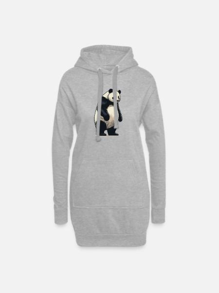 Panda - Hoodie Dress - heather grey