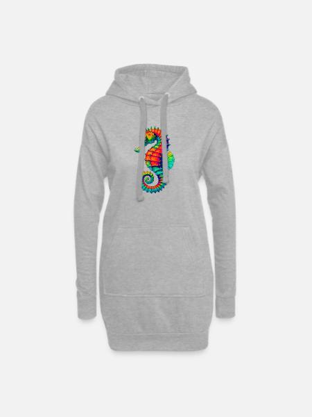 Seepferdchen - Hoodie-Kleid - Grau meliert