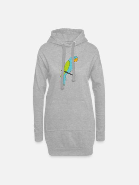 Bunter Papagei auf Ast Illustration - Hoodie-Kleid - Grau meliert
