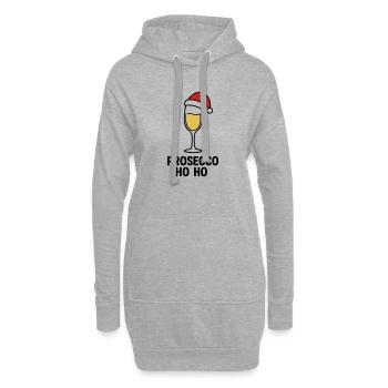 Prosecco Ho Ho – Weihnachtlicher Prosecco Pullover - Hoodie-Kleid - Grau meliert - Vorne