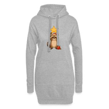 Weihnachts Waschbär mit Stern - Hoodie-Kleid - Grau meliert - Vorne