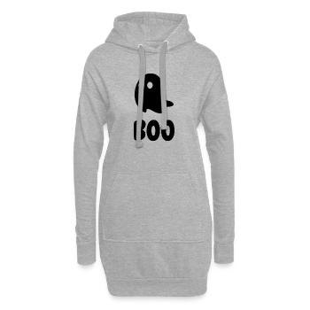 BOO | Gruseliger Geist | Halloween-Shirt - Hoodie-Kleid - Grau meliert - Vorne