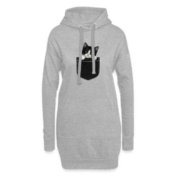 Cat Pocket jette un coup d’œil à un chat mignon dans la poche - Sweat-shirt à capuche long Femme - gris chiné - Devant