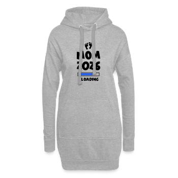 Mom 2026 Loading Mama - Hoodie-Kleid - Grau meliert - Vorne