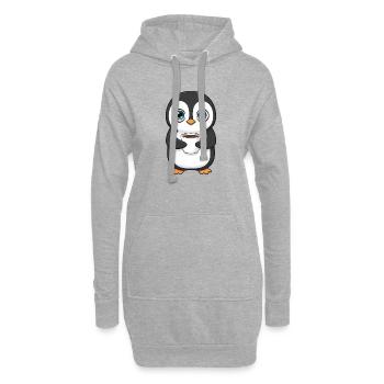 Süßer Pinguin Kaffee Morgenmuffel Büro Koffein - Hoodie-Kleid - Grau meliert - Vorne