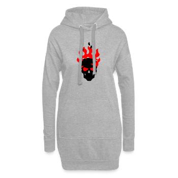 Schädel - Hoodie-Kleid - Grau meliert - Vorne
