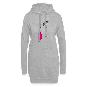 Vernis à ongles rose avec gouttes - Sweat-shirt à capuche long Femme - gris chiné - Devant