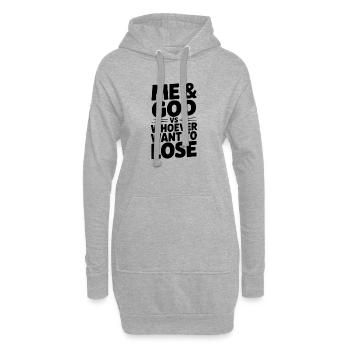Moi & Dieu contre celui qui veut perdre - Sweat-shirt à capuche long Femme - gris chiné - Devant