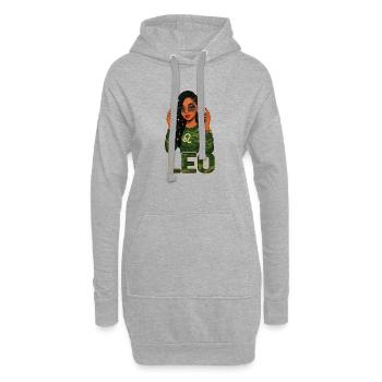 Löwenkönigin – Lock-Afro-Mädchen Strahlende Kraft - Hoodie-Kleid - Grau meliert - Vorne