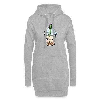 Kawaii-Blasen-Teetassen-Illustration - Hoodie-Kleid - Grau meliert - Vorne