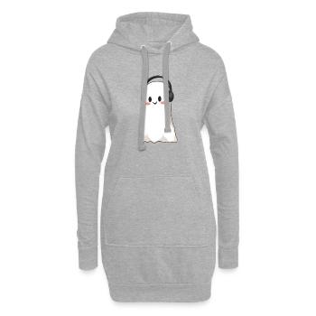 Gespenst mit Kopfhörer - Hoodie-Kleid - Grau meliert - Vorne