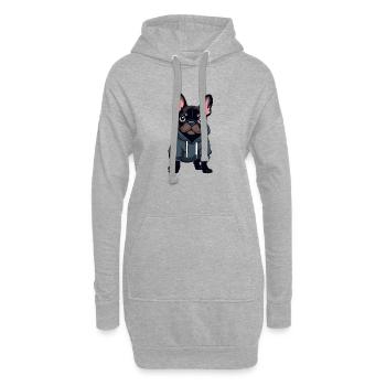 Bouledogue français - Sweat-shirt à capuche long Femme - gris chiné - Devant