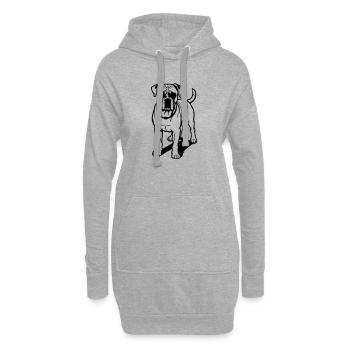 Chien boxer - Sweat-shirt à capuche long Femme - gris chiné - Devant